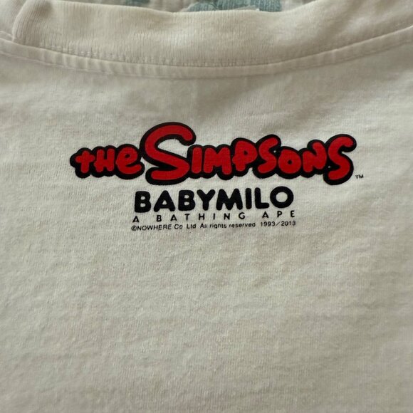 BAPE X The Simpsons Baby Milo Behind Bart Short Sleeve T-Shirt Sz L - Picture 6 of 7